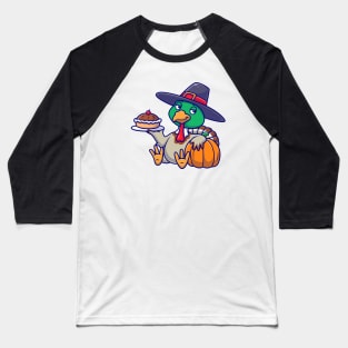 Cute Chicken Turkey Thanksgiving Cartoon Baseball T-Shirt